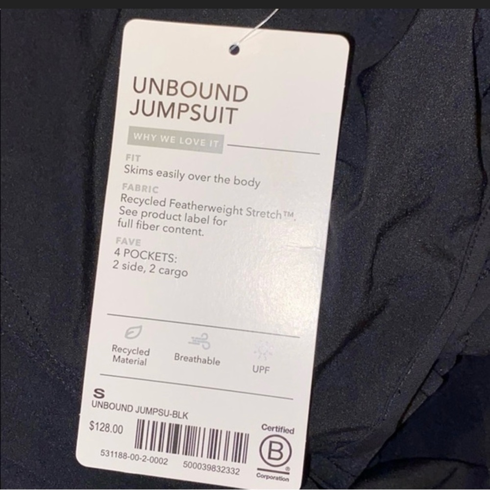Athleta Unbound Jumpsuit Cargo Blue Relaxed Sleeveless Stretchy Loose 0 2 XS - Picture 4 of 15